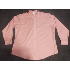 Brooks Brothers Oxford Shirt Mens Medium Coral Brooks cool LS Regent Logo 2XL